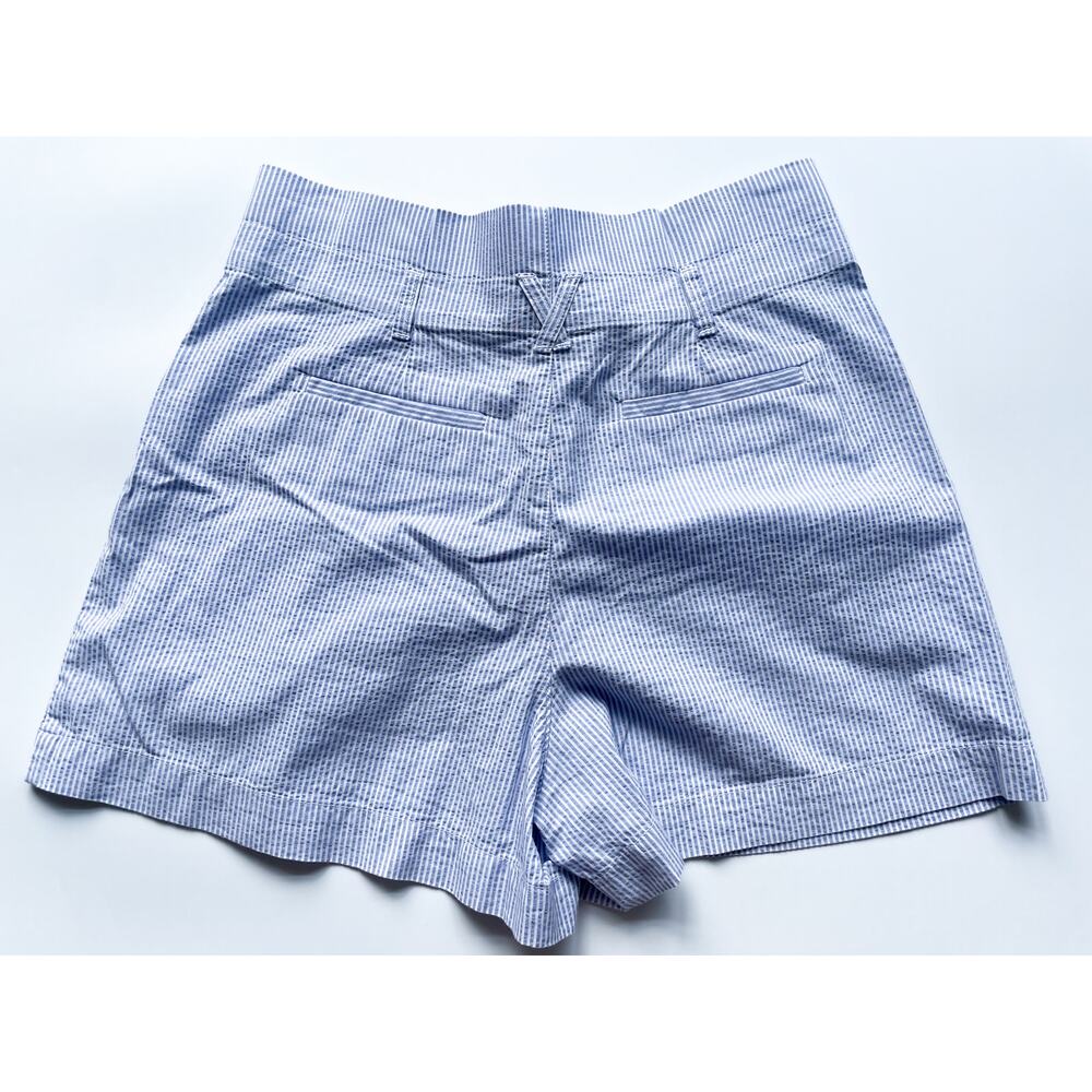 Women's J.Crew Paper Bag Blue and White Pin Stripe Cotton Shorts Size 10 - Picture 4 of 8
